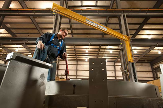 Both the Swing Arm and its trolley follow the worker, 
      keeping the trolley positioned directly above the user at all times - minimizing swing fall hazards.