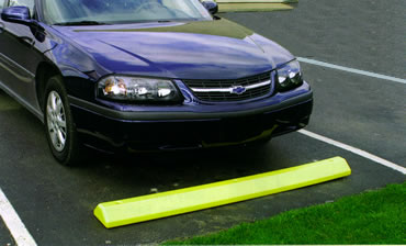 yellow protective parking stops