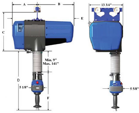 g-force q and iq bridge crane mounted lifting device