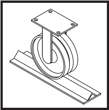 PF Series Gantry Cranes fitted with a power drive kit can be used on v-groove track and casters.