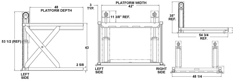 stainless steel ground entry lift table