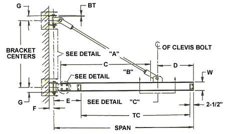 wall bracket drawing and dimensions